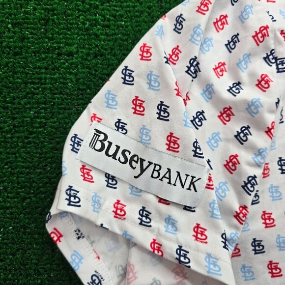 St Louis Cardinals Polo Shirt Mens XL White Short Sleeve Logo All Over Print - Picture 4 of 8